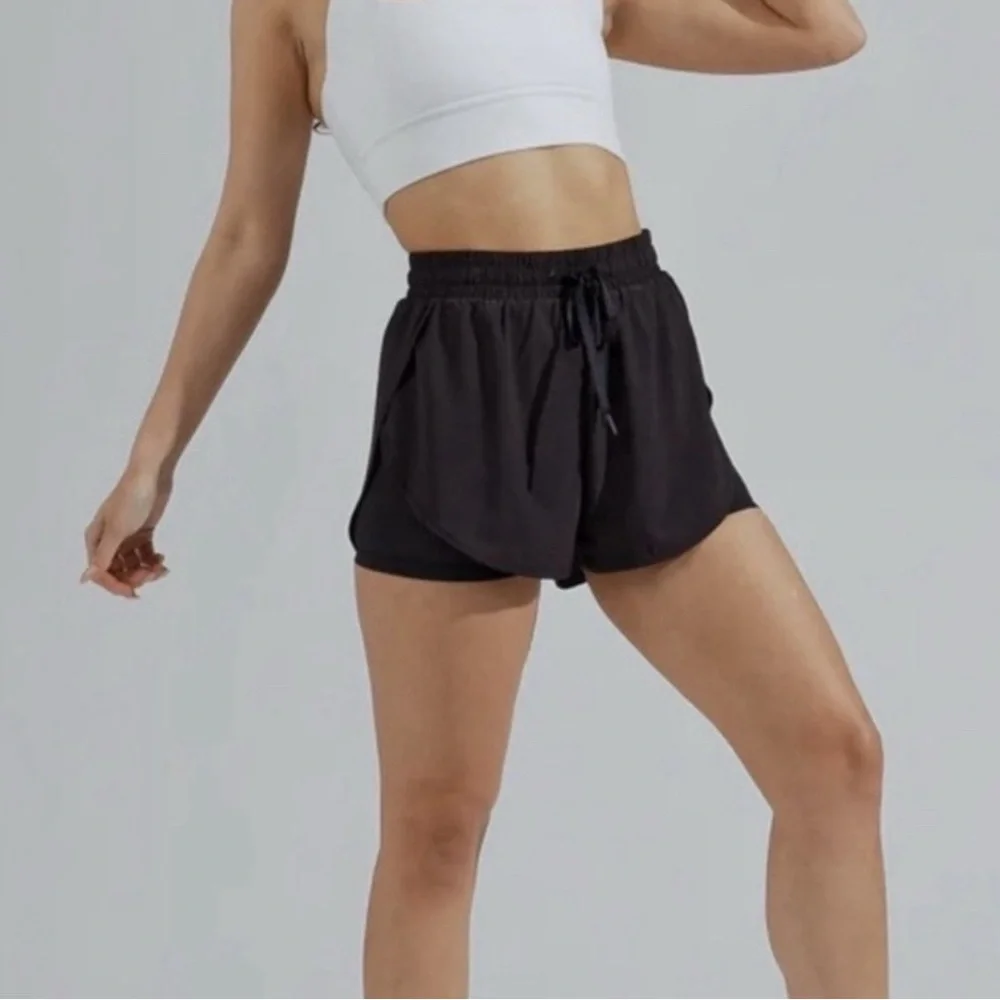 BuffBunny Black Athletic Running Shorts with Inner Liner - Picture 1 of 5